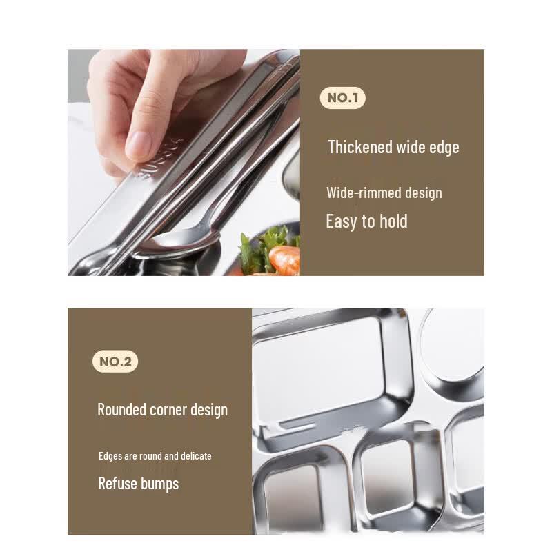 LETGANT 304 Stainless Steel Large 5-Compartment Meal Tray