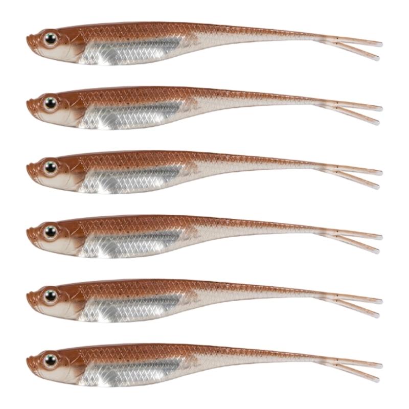 6Pcs Soft Lures Floating Baits Artificial Swimbaits Fork Tail Swimbaits Lures Soft Artificial Baits Fishing Lures