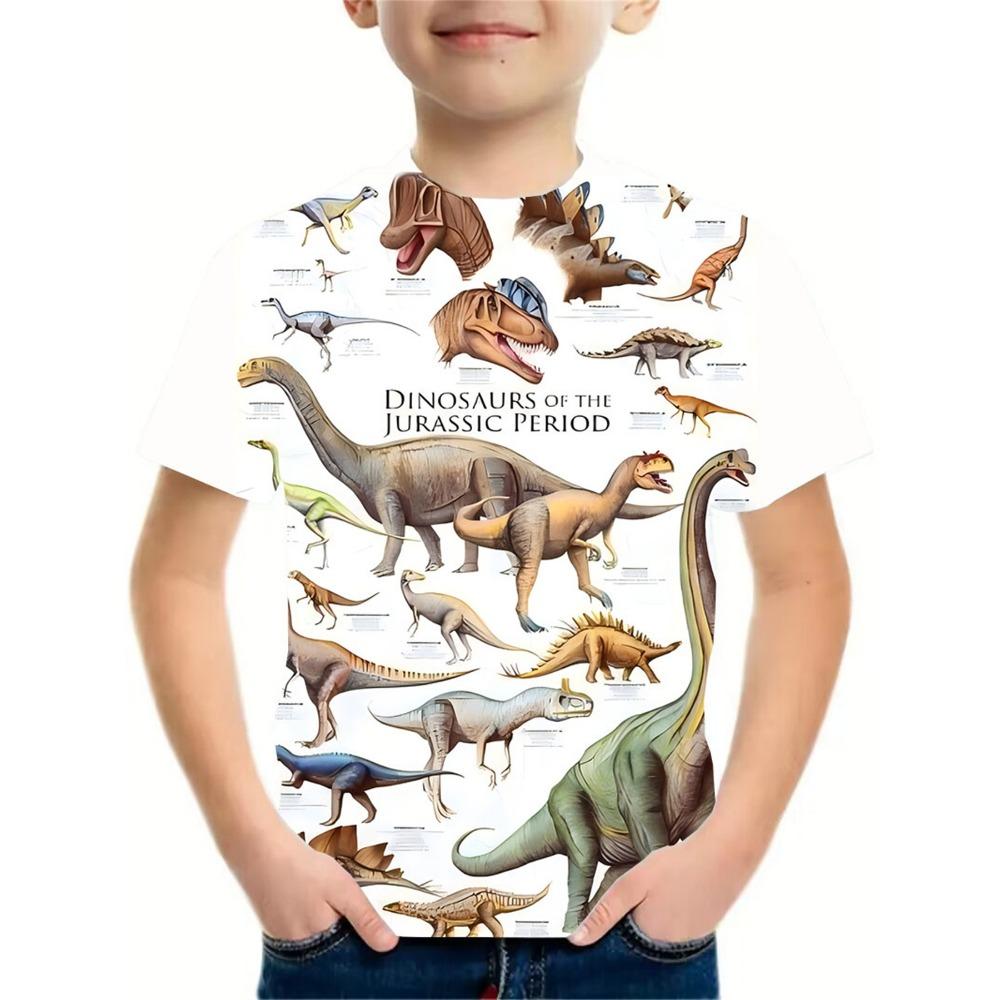 Fashion Dinosaur 3D Printed Kids Clothes Boys T Shirt Cartoon Top Shirts Round Neck Children Tops Short Sleeve Children T-Shirt