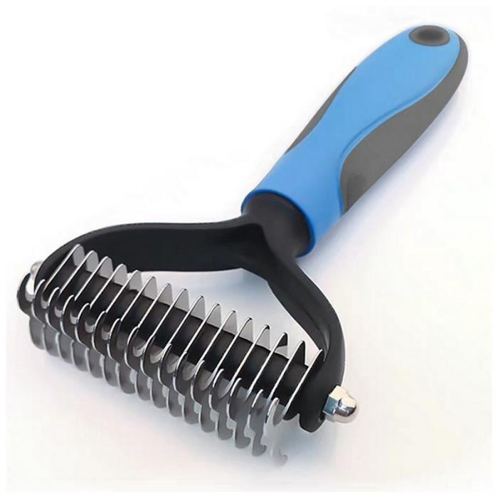 Brosse pour Chiens et Chats | Poils Peigne de toilettage | Professionnel Idéal pour démêler, et pour supprimer Poils Morts| bleu