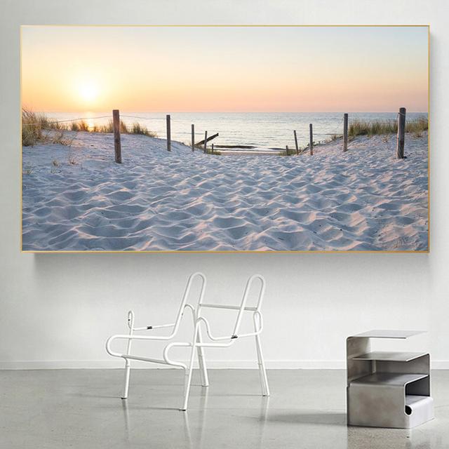 

Современное голубое солнце, пляж, трава, океан, морской пейзаж, холст, картина, пейзажные постеры и принты, домашний декор для украшения гостиной 20cm×40cm NoFrame