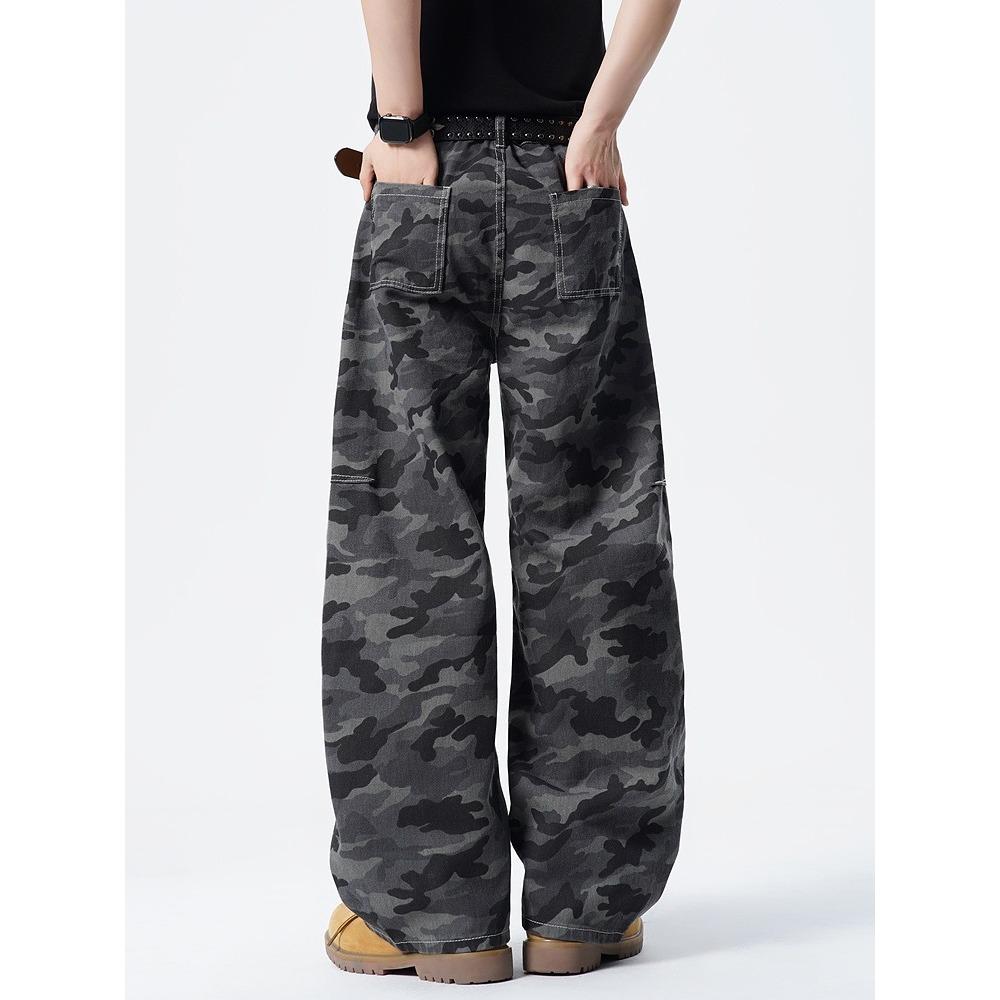 American High Street Scimitar Camouflage Overalls Men's and Women's Summer New Trendy Brand Ruffian Handsome Loose and Versatile Wide-leg Casual Pants