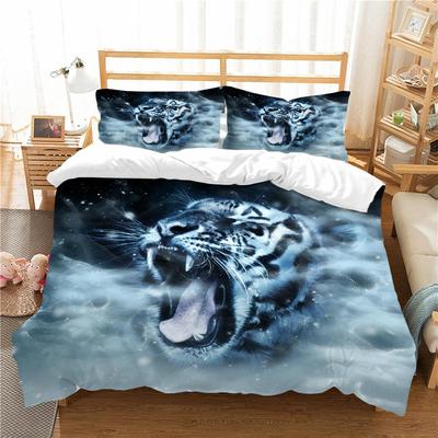 Quilt Cover Set with Pillowcase 3d Swimming Tiger Printed King Queen Size Home Textiles Bedding Suit 2/3pcs Luxuny Bed Covers