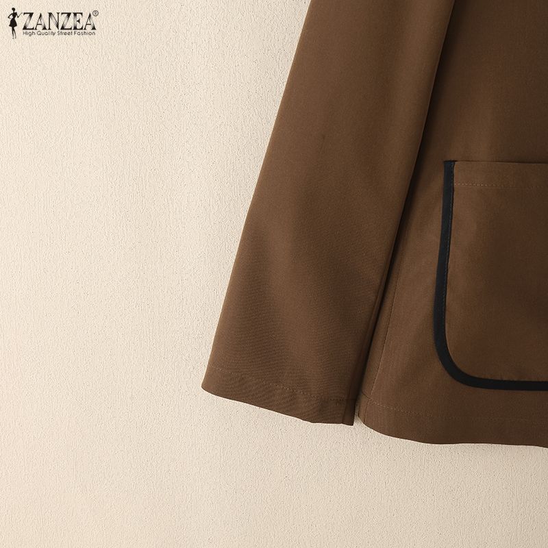 ZANZEA Women Notched Lapel Casual Long Sleeve Thin Cardigan Blazer