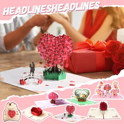 Qixi Love Tree 3D Greeting Card Gift, Valentine's Day Card, Couple Gift Love Handmade Creative Message.