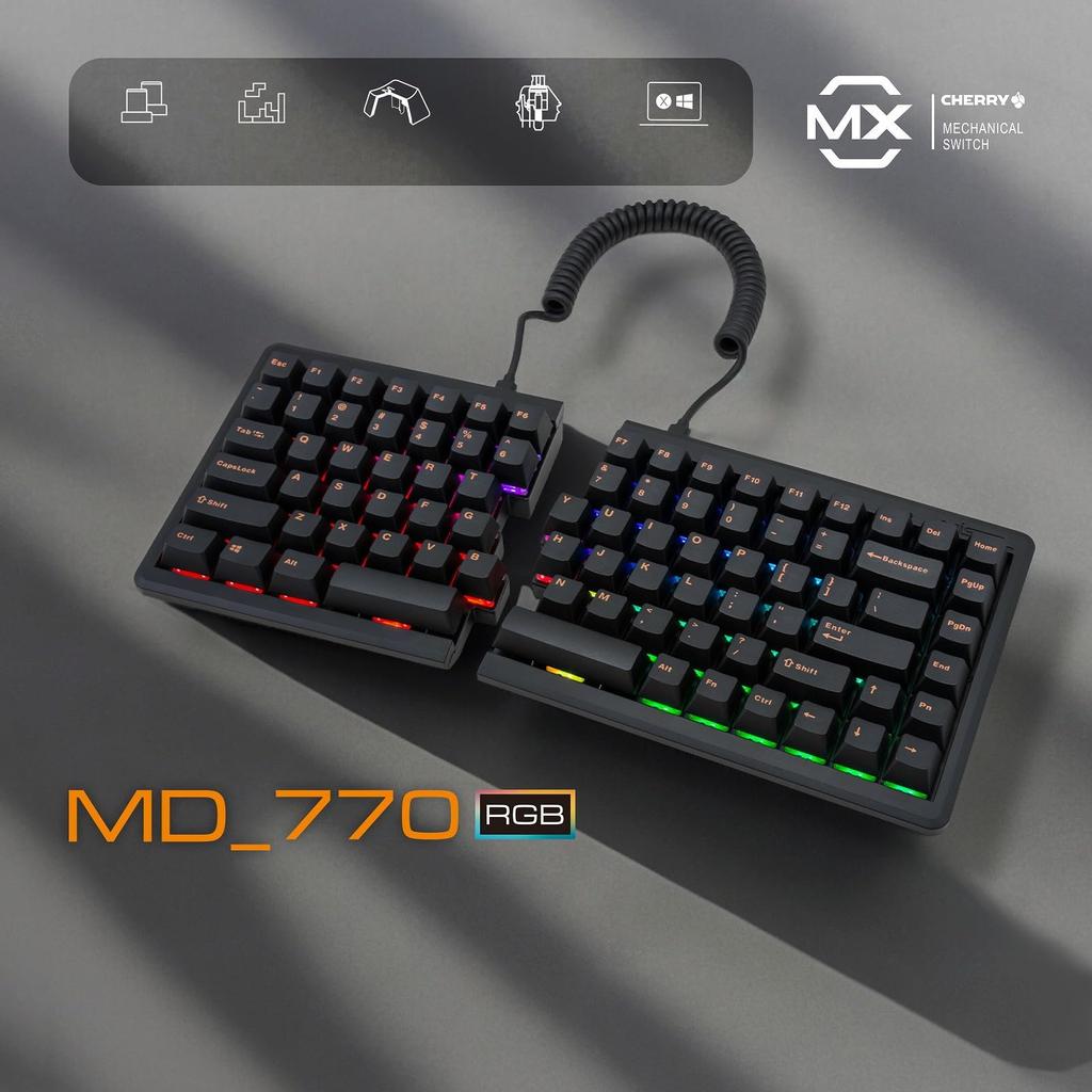 BAROCCO MiSTEL MD770 RGB Separate Wired 85 Black Orange Double MX Backlight Macro Media Key Support Authorized Distributor (English Layout/blue