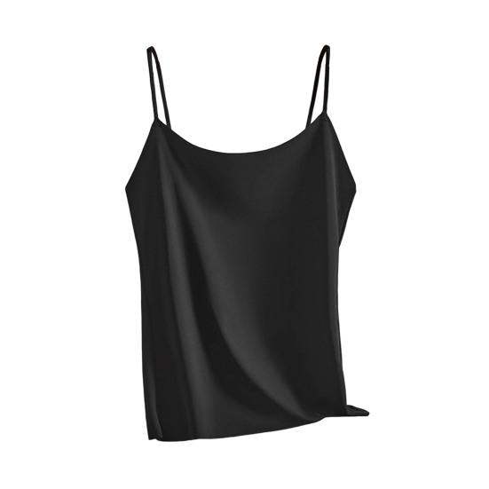 Camisola de Mujer de Seda Sintética Top de Tirantes de Satén de Seda de Hielo Camiseta sin Mangas de Tirantes Finos Top Cami de Cuello Redondo Sedoso Verano Blusa Básica
