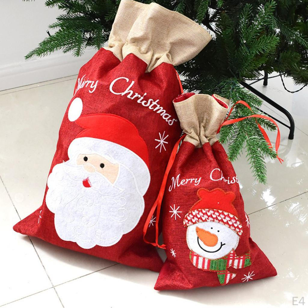 Big /Small Red Cloth Santa /Snowman Christmas Drawstring