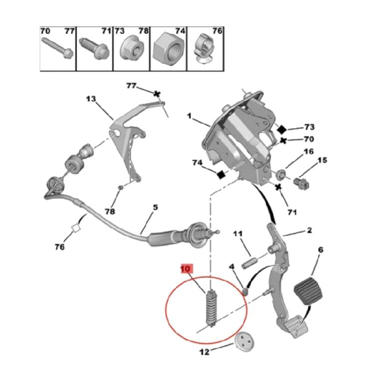Zuverlässige leichte Kupplungspedalfeder mit überlegener Verschleißfestigkeit für 307 206 207 408 308 Langzeitgebrauch 214855