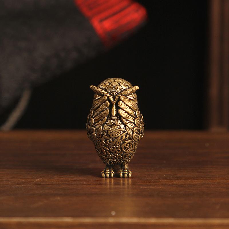 Эксклюзивная ретро латунная настольная фигурка совы