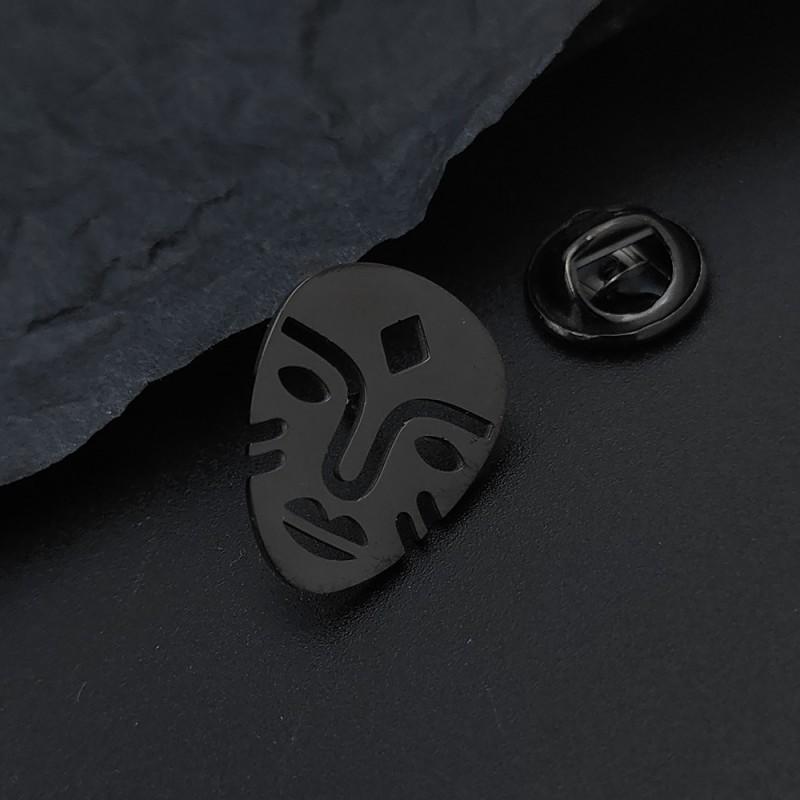 New Retro Mysterious Mask Abstract Design Men s Suit Shirt Cufflinks Brooch Cultural Creative Dressing Accessories 14k