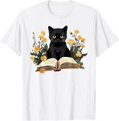 Cat Shirts For Women Book Lover Shirt Cute Cat And Book T-Shirt Unisex T-Shirt