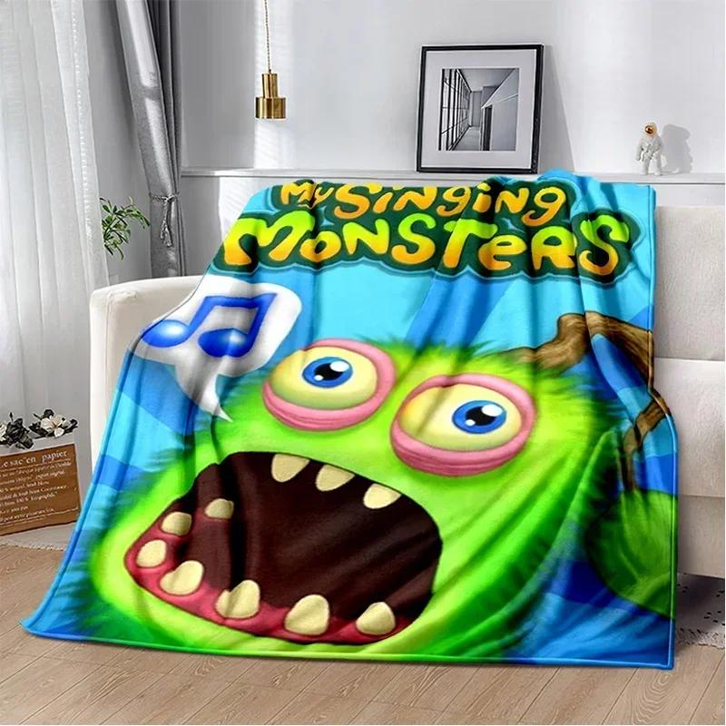 My Singing Monsters Videospiel-Cartoon-weiche Plüschdecke, Flanelldecke, Überwurfdecke für Wohnzimmer, Schlafzimmer, Bett, Sofa, Picknick