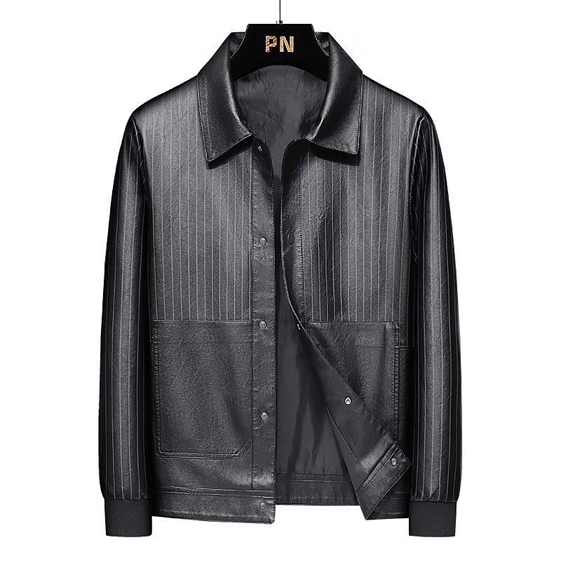 

Новая модная мужская куртка, универсальная деловая кожаная куртка, мужская красивая модная кожаная куртка с лацканами высокого класса M