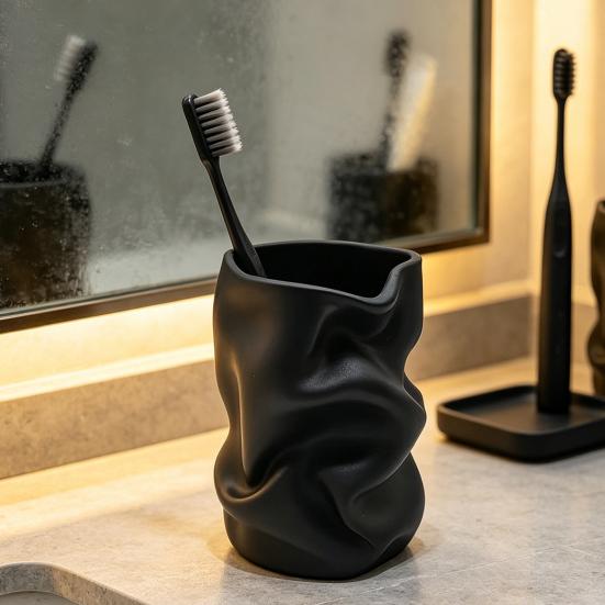 Toothbrush Cup Multi-Purpose Large Capacity Holder Waterproof Matte Frosted Surface Organizer for Bathroom Vanity