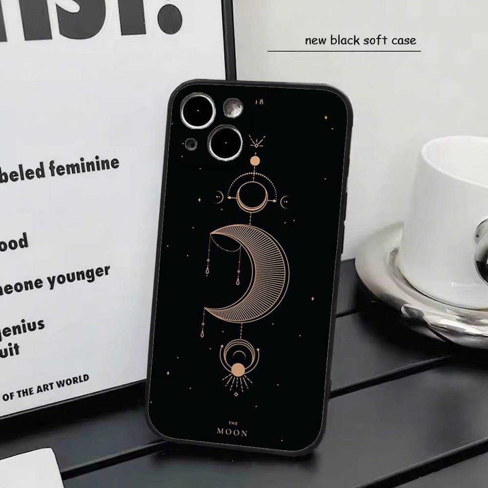 Witches Moon Tarot Mystery Totem For iPhone 17 air 16 15 14 13 12 11 Pro Black Soft Cover Phone Case