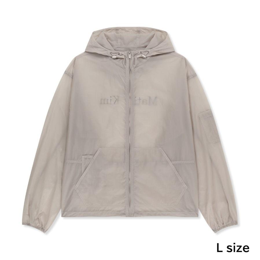 [Matin Kim] BACK LOGO HOODY WINDBREAKER - 3 Colors (Light Grey / Charcoal / Blue) Light Grey - L