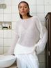 Top a Maglia Rete Autunnale da Donna - Maglione Sexy Trasparente Girocollo