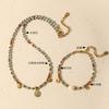 Summer Escape Series, Natural Stone Beaded Necklace Bracelet, Bohemian Holiday Titanium Steel Jewelry Set