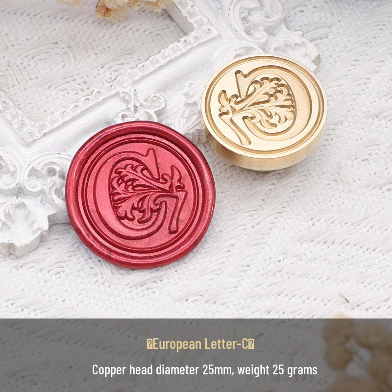Wax Seal Stamp Head with 26 A-Z Letter Patterns - Retro Copper Design for Envelopes