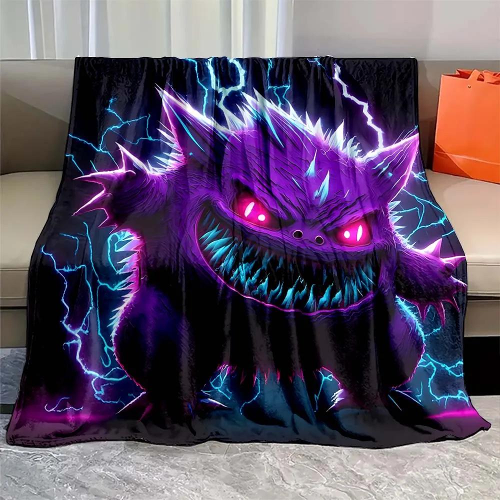 Japanese Games Pokemon Gengar Cartoon Blanket Warm Soft Flannel Material Suitable for Home Sofa Travel Camping RV Luxury Gift