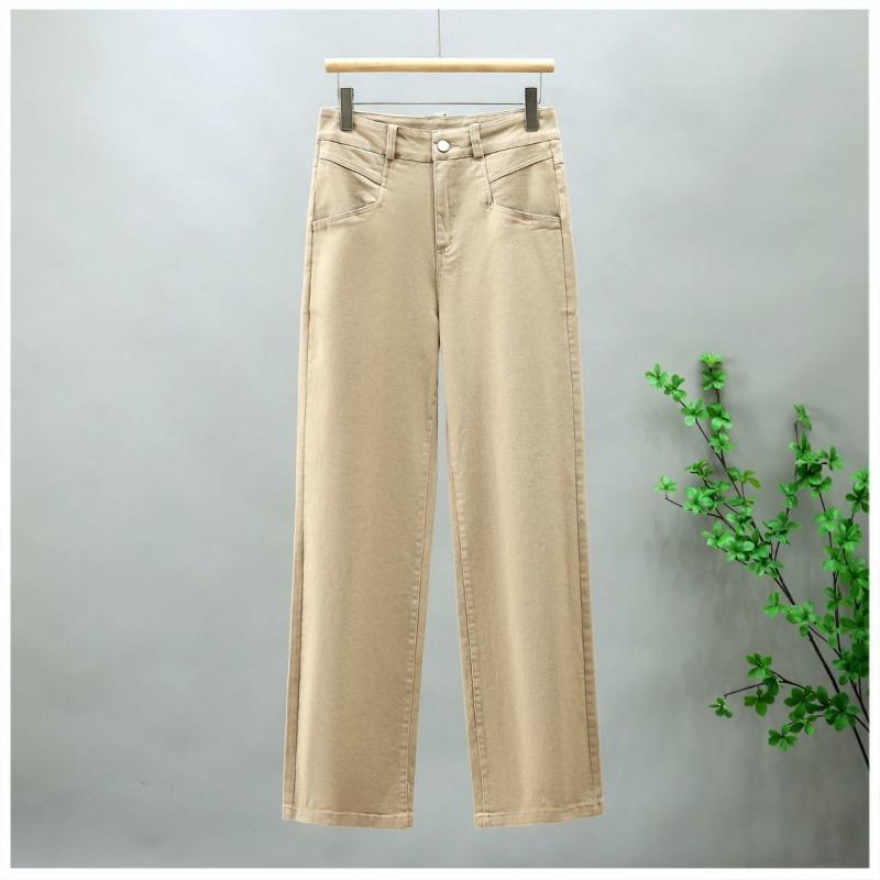 Жіночі бежеві джинси вільного крою з високою талією, довжина 9/10, повсякденні джинсові штани