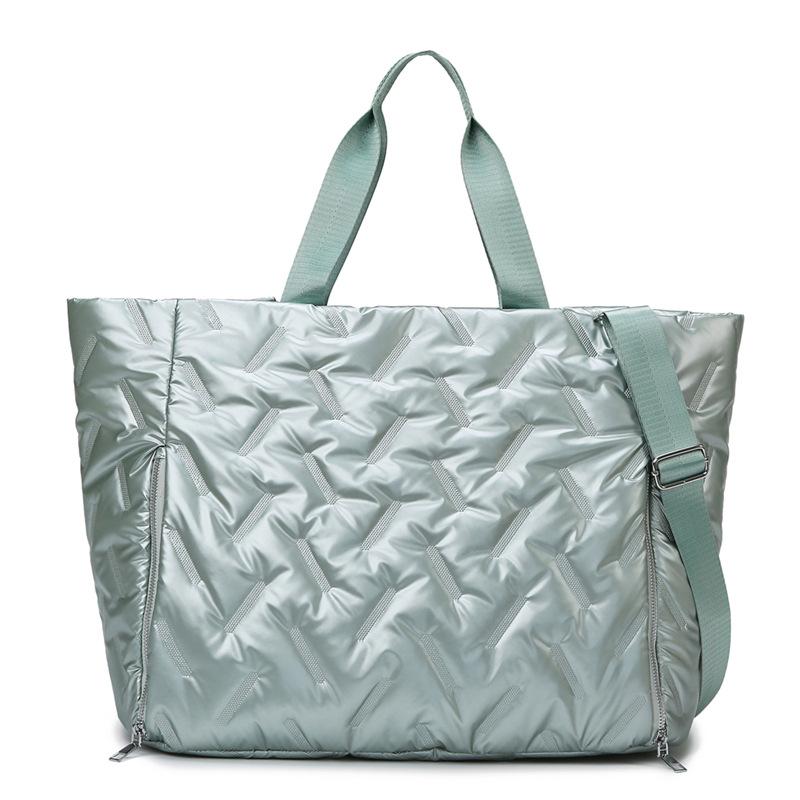 

Модная легкая светоотражающая текстура Большая вместимость Ручная сумка для путешествий с подогревом рук Разделение сухого и мокрого Простая повседневная сумка для йоги зелёный