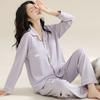 Autumn and Winter Cardigan Long-sleeved Pajamas Women's Purple Blue Cloud Cotton Modern Simple Style Loungewear Spring and Autumn Women's Suit