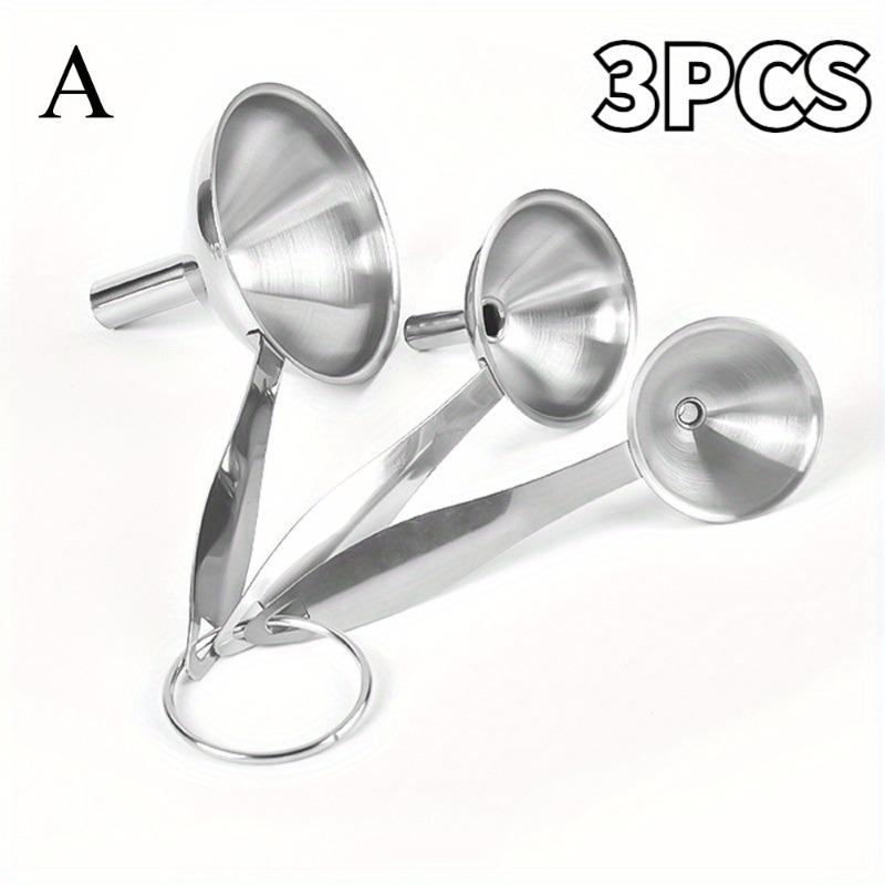 Premium Stainless Steel Long Handle Mini Kitchen Funnel with Cleaning Brush Multi-Purpose Funnel for Transferring Essential Oils