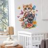 Cute Cat Floral Wall Sticker Self-Adhesive Removable for Bedroom Living Room Closet Dorm Home Decor Art