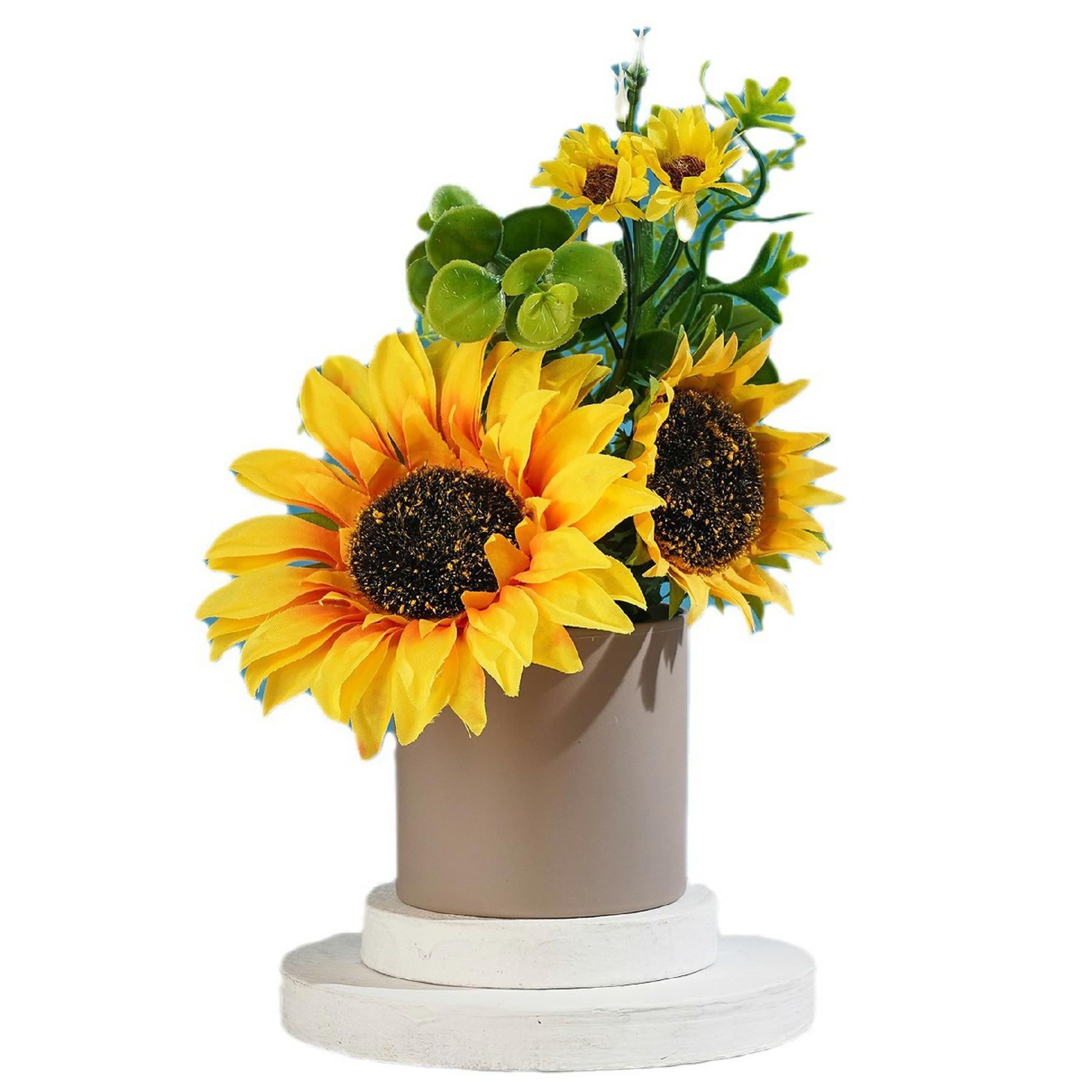 Artificial Flower Sunflower Potted Plant Desktop Counter Display Placement Decoration A