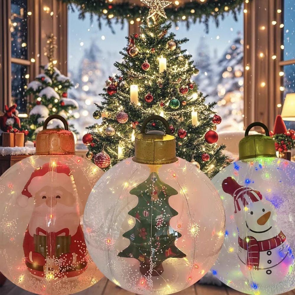 24 Inch Christmas Inflatable Waterproof PVC Material Giant Christmas Balls 60CM Size Clear Ball Blow Up Christmas Decorations