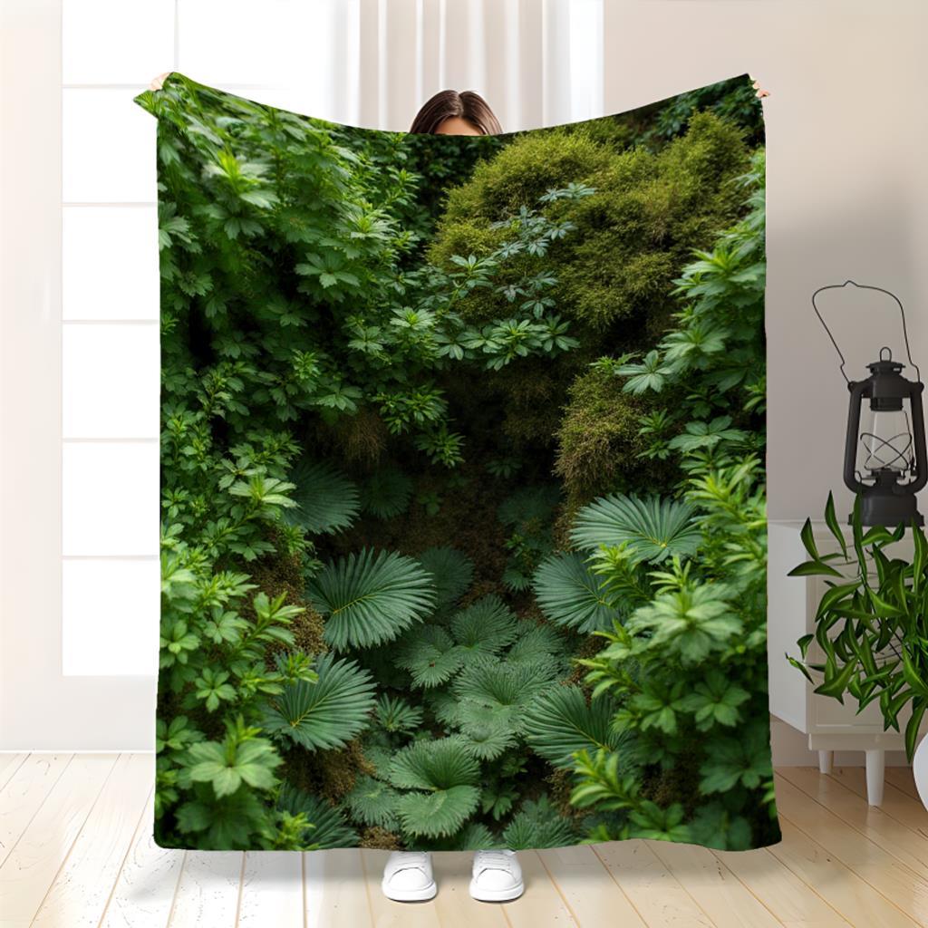 

Green Forest Fleece Blanket Tropical Plants Nature Design Soft Cozy Throw Home Decor for Living Room or Bedroom Gift for Nature 70x100cm28x39in