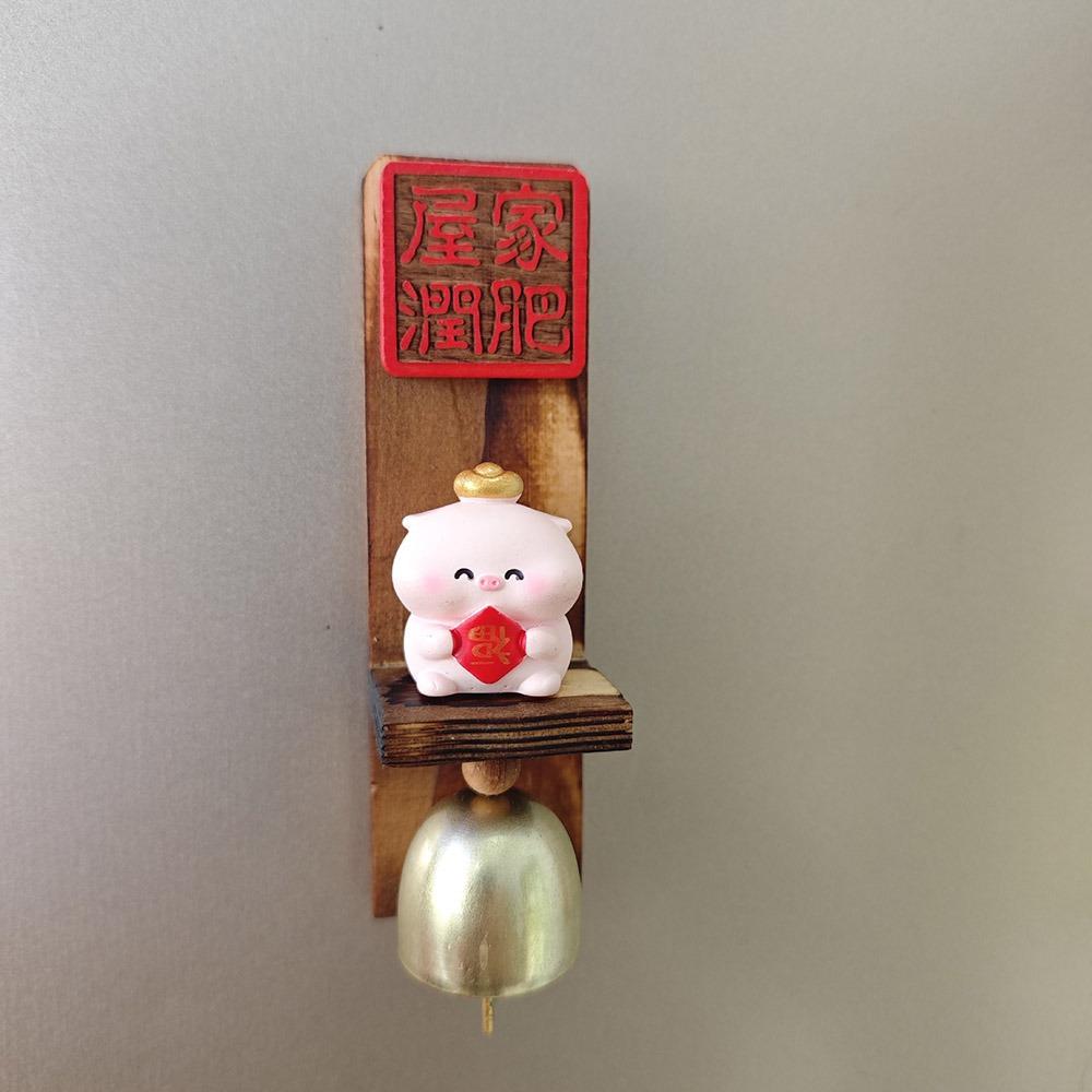 Hanging Decorative Wooden Door Bell Magnetic Delightful Sound Fridge Magnet Japanese Style Door Opening Shopkeepers Bell Fridge