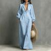 New European and American Autumn New Button Long Shirt Dress Women's Solid Color Fashion Temperament