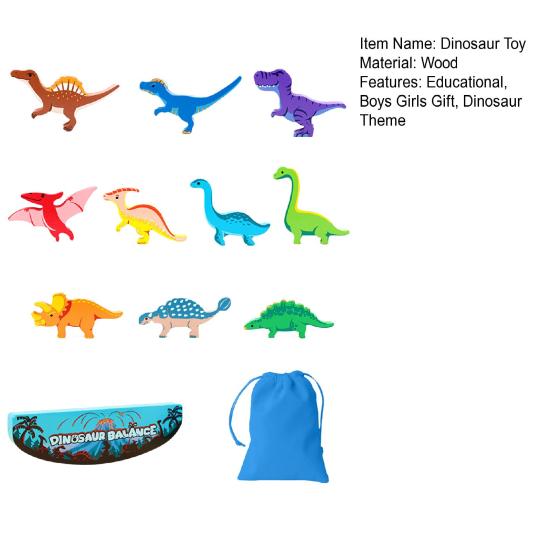 1 Set Dinosaur Building Block Stacking Game Kids Educational Wooden Cartoon Dino Brick Stacking Balance Tower Toy Toddlers Boys Girls Gift