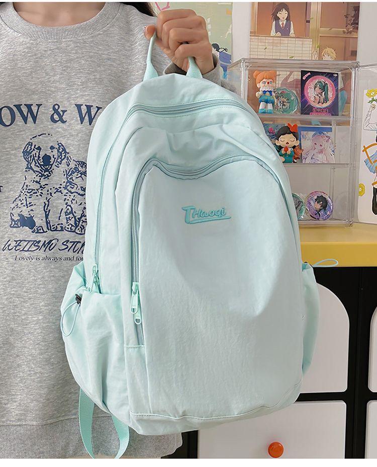 Korean Style Lightweight Backpack - Versatile Solid Color for Students and Women