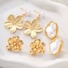 6 Pcs Vintage Flower Pearl Earrings Set Gold Plated Exquisite Irregular Baroque Pearl Drop Earring For Women Party Jewelry Gifts