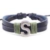 Handmade Woven Leather Bracelet with English Letter Charms