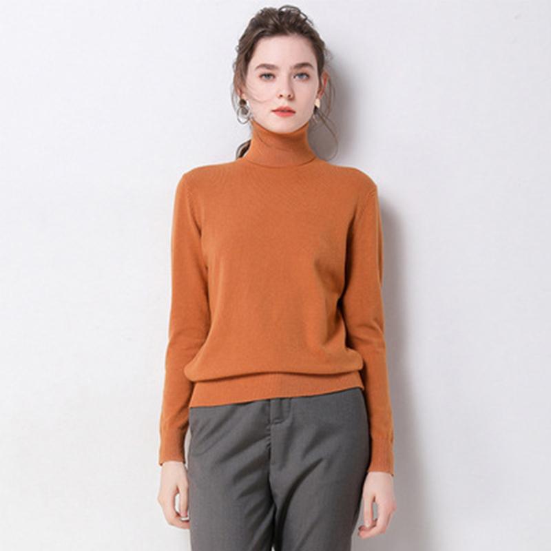 

Осінньо-зимовий топ Однотонний жіночий пуловер Товста трикотажна жіноча водолазка Oversize Жіночий светр в’язаний светр пуловер XL коричневий