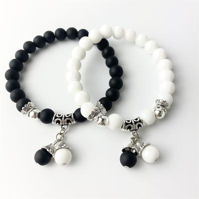 Braccialetti di Coppia per Donna Uomo Abbinati Amanti Perline di Pietra Naturale Braccialetto Yoga Regalo di San Valentino Gioielli