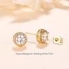 4 pair Stud Earrings for Women Men Gold Plated Hypoallergenic Silver Post Earrings Big Brilliant Simulated Diamond