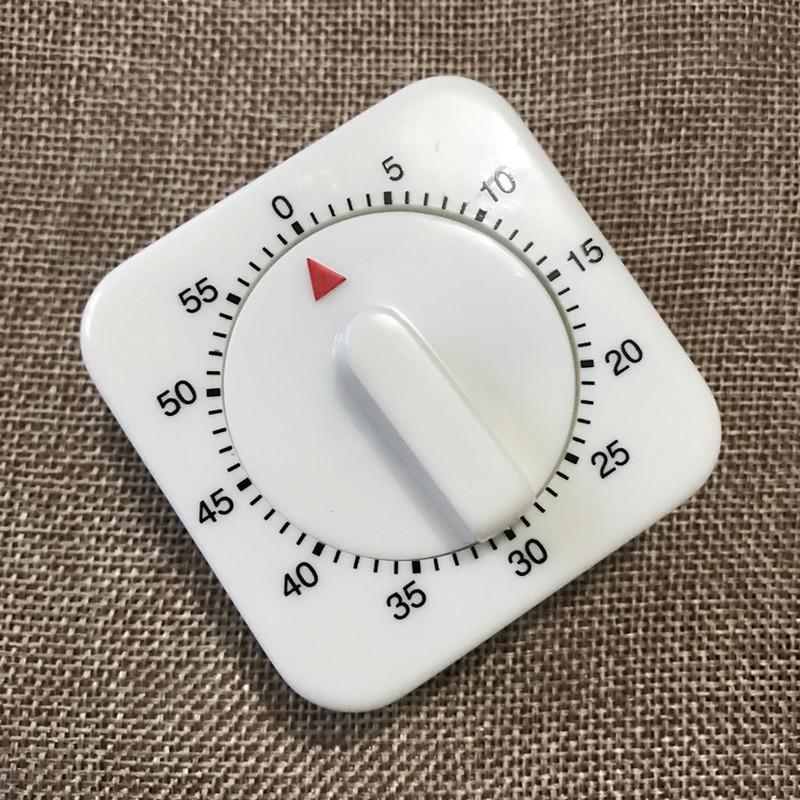 Portable 60 Minutes Kitchen Timer Count Down Alarm Reminder White Square Mechanical Timer