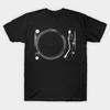 Men Black Print T-shirt Turntable Vintage No-Cut Transfer Paper Print Cotton Tshirt