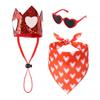 Valentine's Day Porch Goose Outfit Yard Goose Costume Lawn Goose Accessories Includes Red Heart Bib Hat Glasses for 23" Cement or Plastic Goose Statue