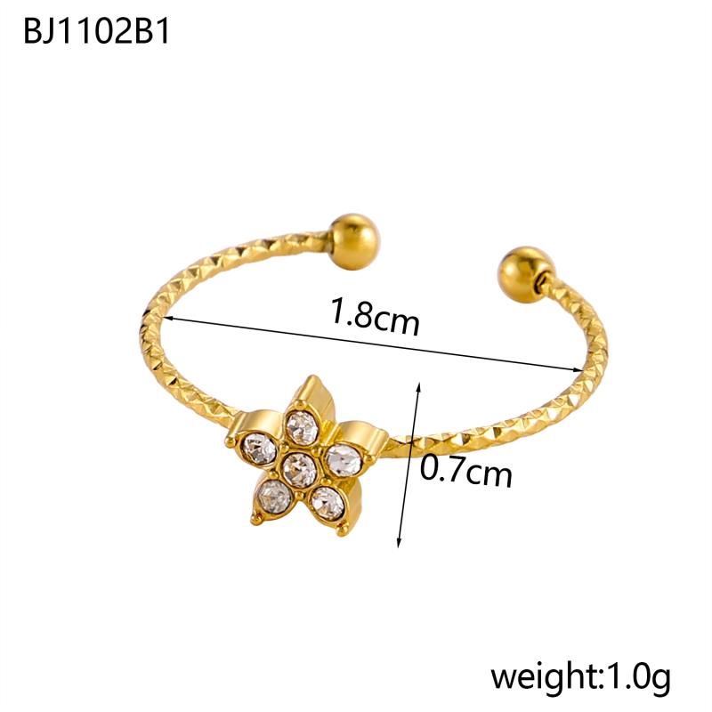 CARLIDANA New Fashionable Stainless Steel Ring High-End Daisy Colorful Zircon Flower Opening Adjustable Ring for Women Jewelry