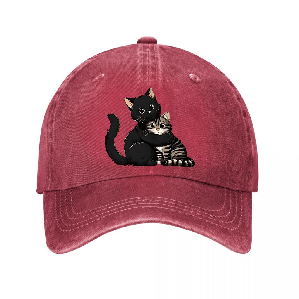 Cute Cat Mesh Trucker Cap Washed Baseball Cap