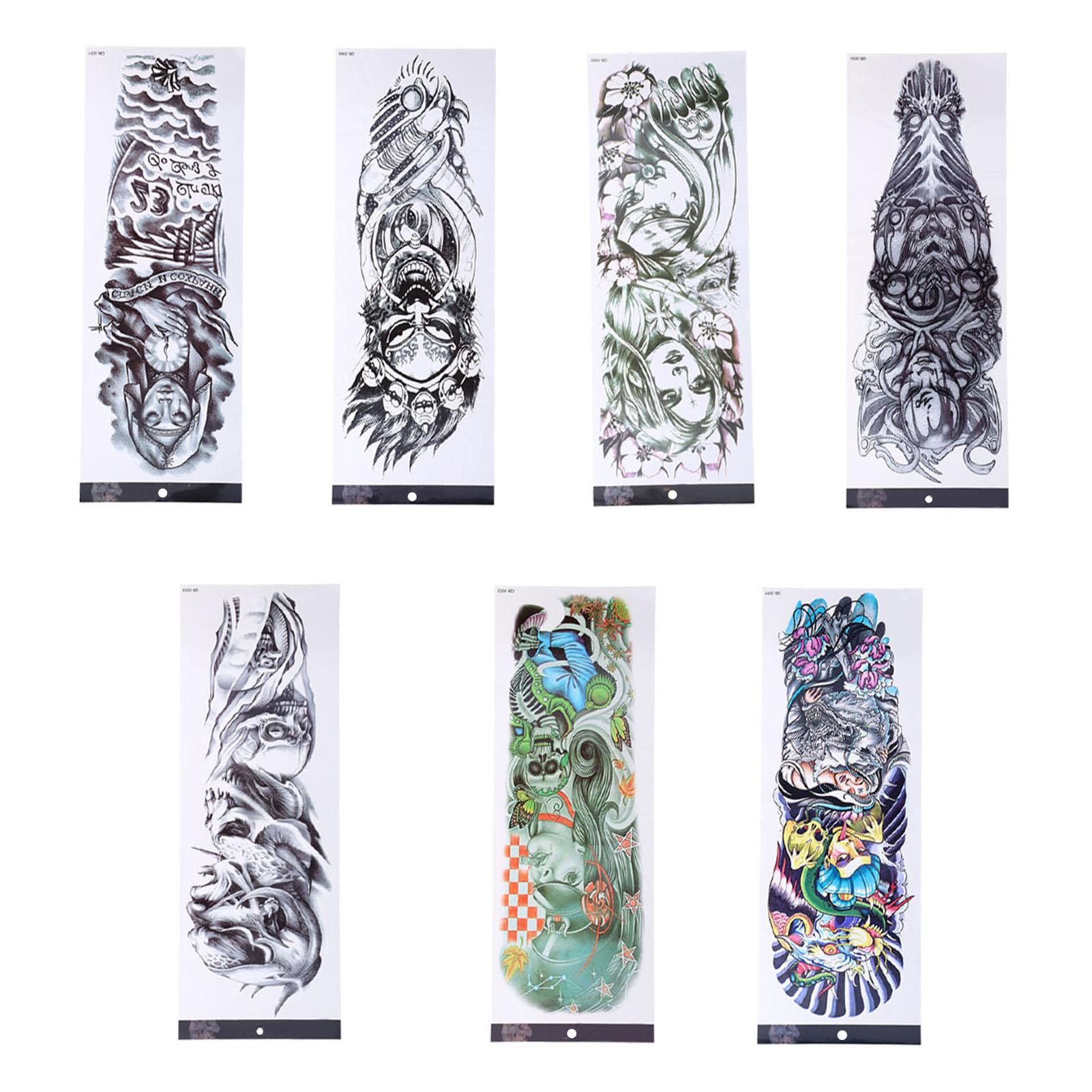 

7шт полная рука татуировки наклейка водонепроницаемые поддельные временные татуировки наклейки для женщин мужчин