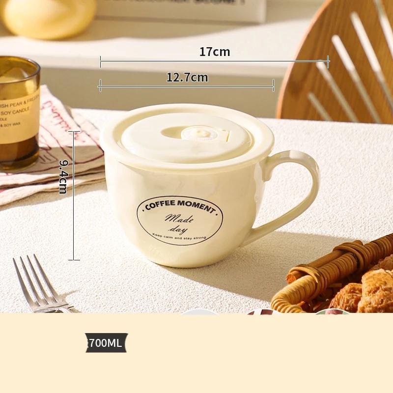 Creative Minimalist Ceramic Mugs with Lid Fashion Exquisite Household Breakfast Coffee Cups Holiday Gifts Couple Water Cup