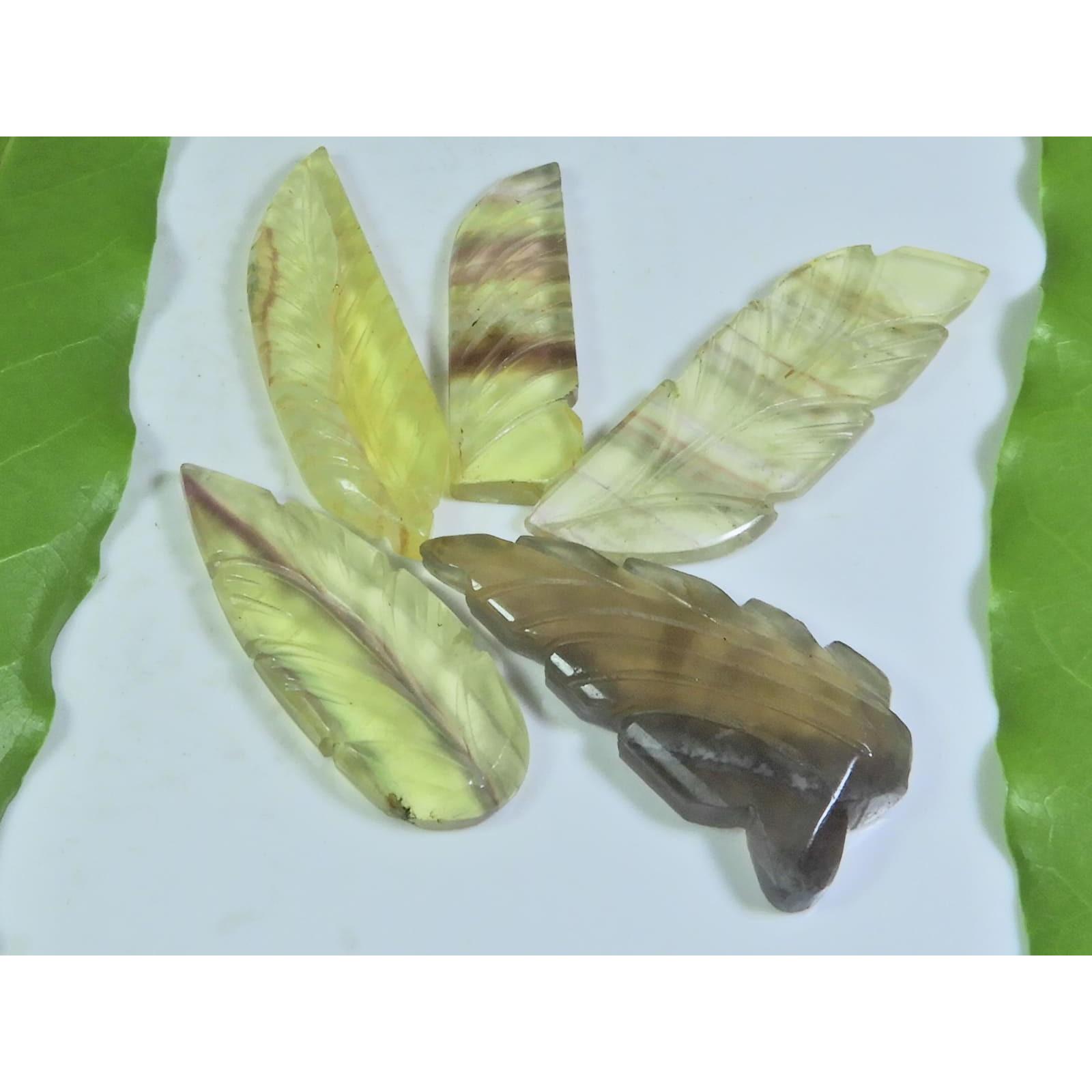 

Натуральный Флюорит Резьба Многоцветный Фантазийный Кабошон Свободный Драгоценный Камень Лот 5 Шт. A-285